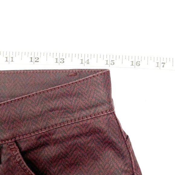 Lafayette 148 Coated Jeans Womens 6 Burgundy Mid Rise Straight Herringbone Print - Picture 6 of 13